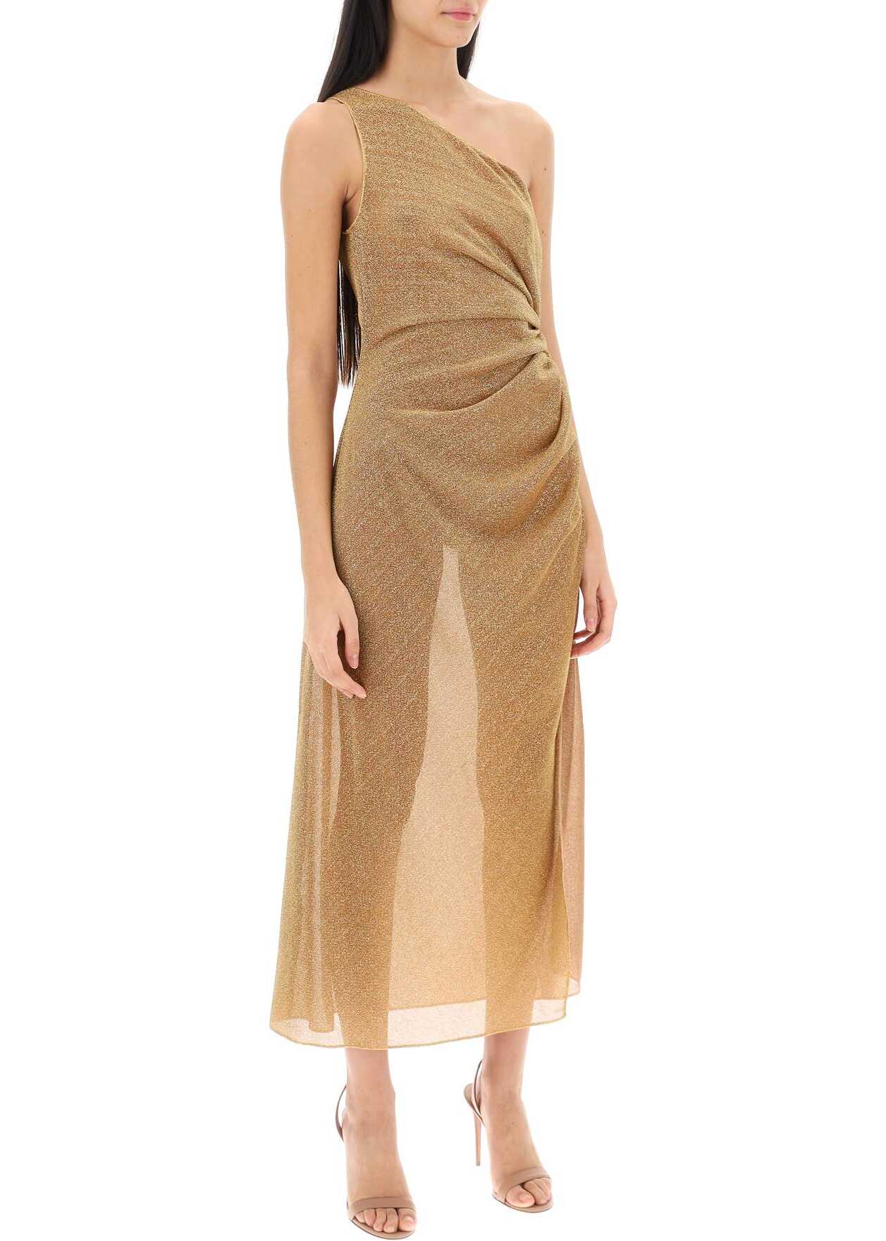 OSEREE One-Shoulder Dress In Lurex Knit TOFFEE