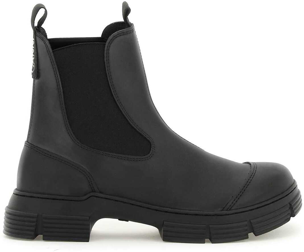 Ganni Recycled Rubber Chelsea Ankle Boots BLACK