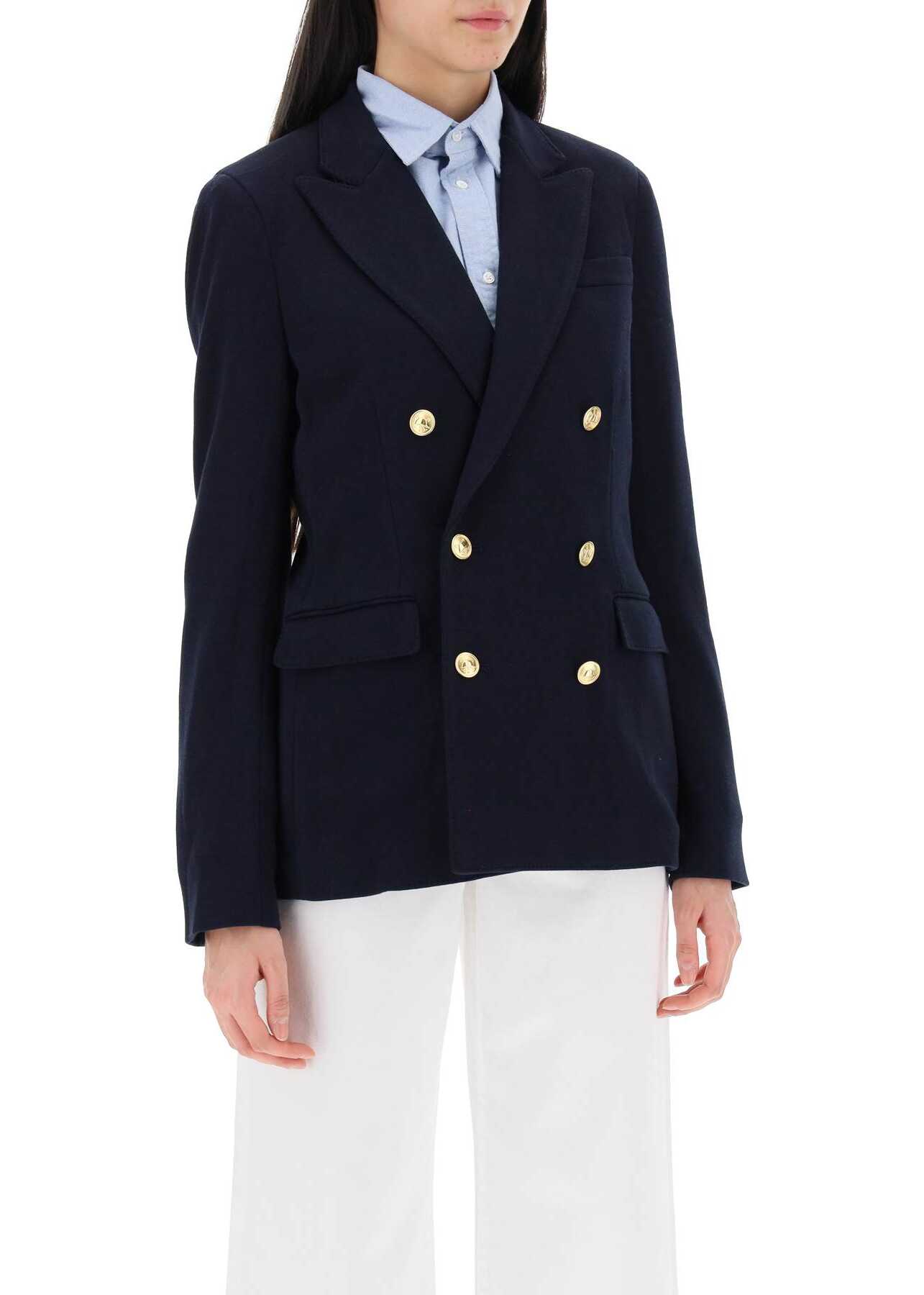 Ralph Lauren Knitted Double-Breasted Jacket PARK AVENUE NAVY