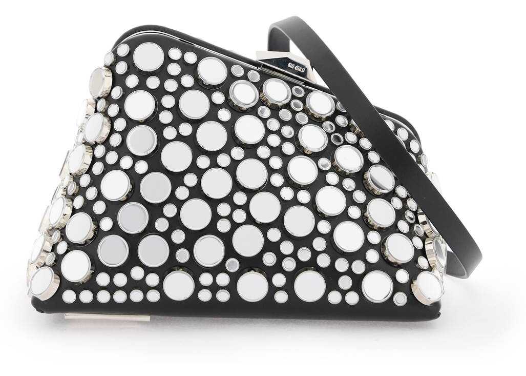 THE ATTICO Mini Midnight Clutch With Mirrored Studs BLACK