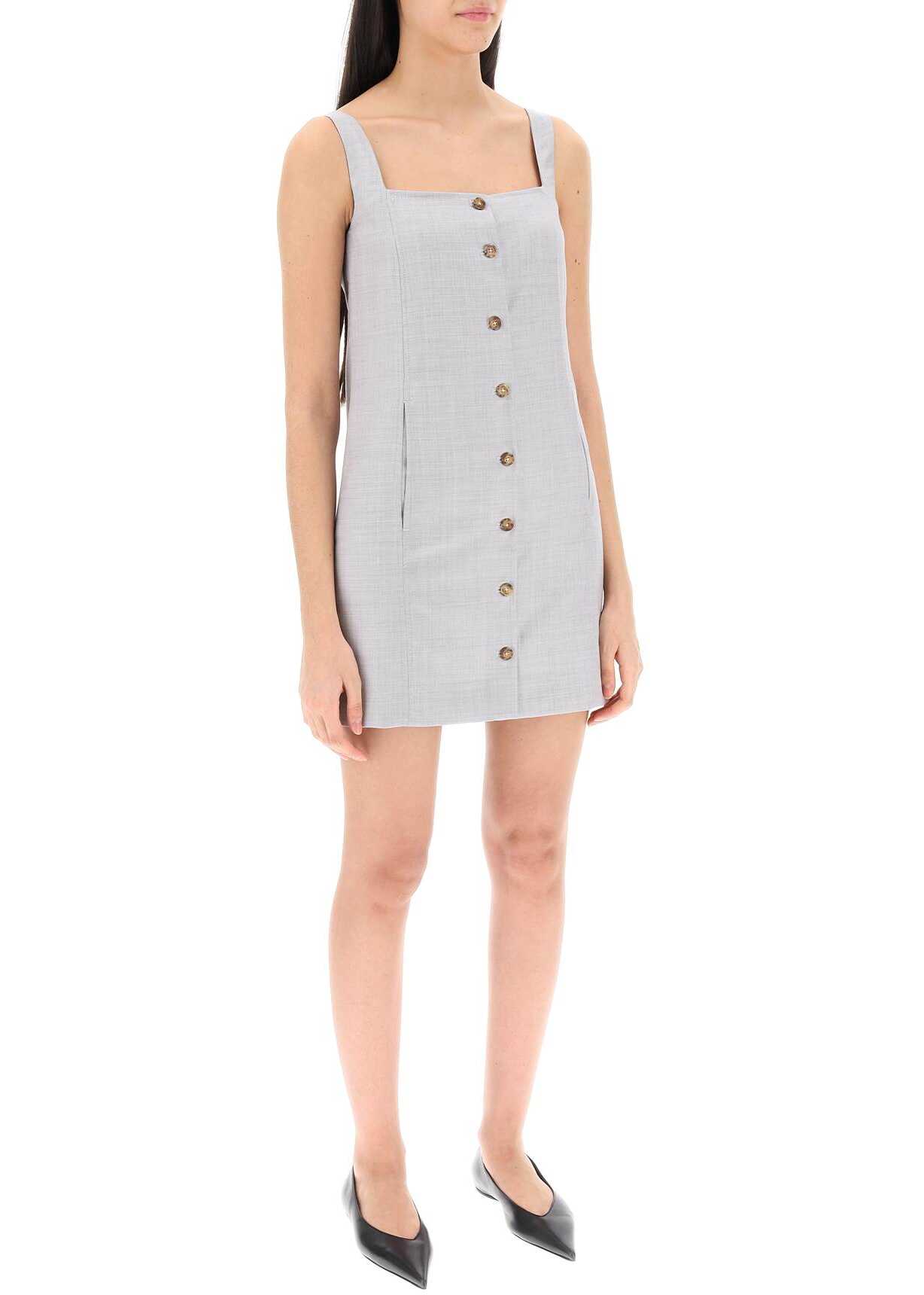 Loulou Studio Buttoned Pinafore Dress FEATHER GREY MELANGE
