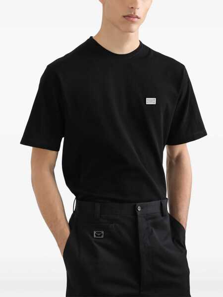 Tricouri Dolce & Gabbana Dolce & Gabbana T-Shirt With Logo Plaque Black Barbati (BM 13318518) 4