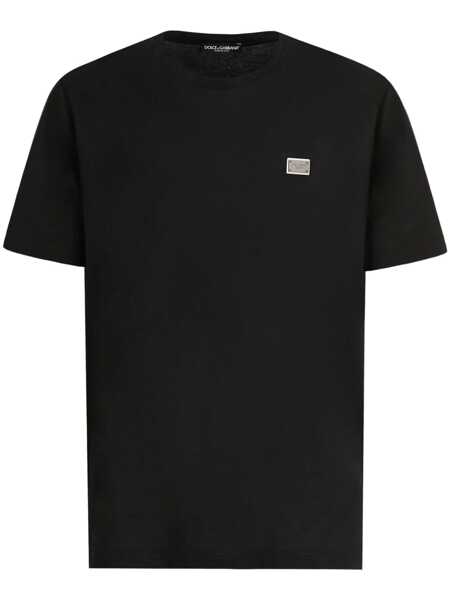 Tricouri Dolce & Gabbana Dolce & Gabbana T-Shirt With Logo Plaque Black Barbati (BM 13318518) 1