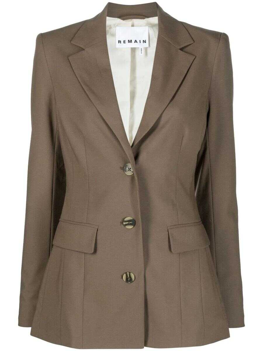 REMAIN BIRGER CHRISTENSEN REMAIN BIRGER CHRISTENSEN SINGLE-BREASTED BLAZER BROWN