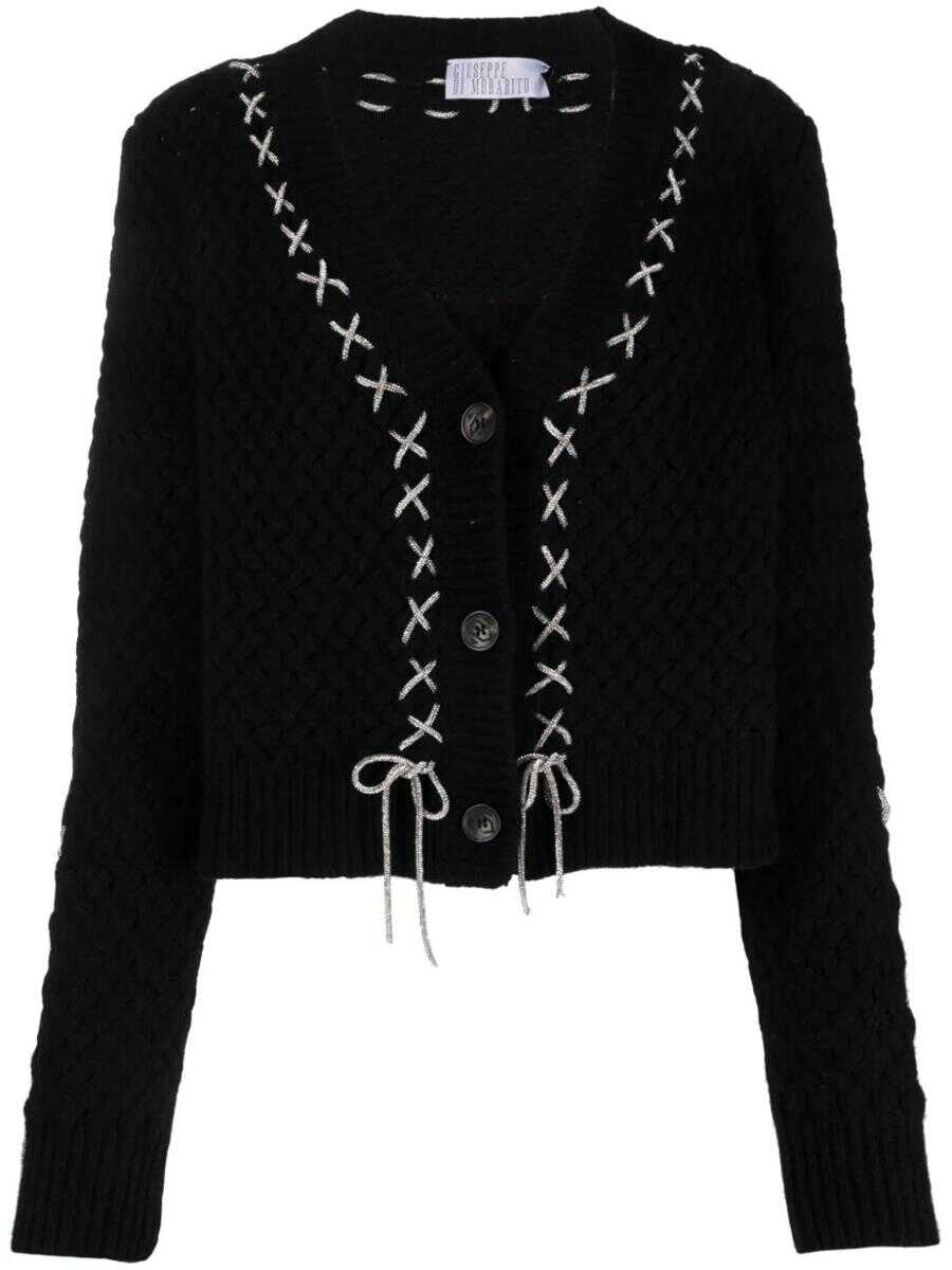 GIUSEPPE DI MORABITO GIUSEPPE DI MORABITO CARDIGAN WITH CONTRASTING LACES BLACK