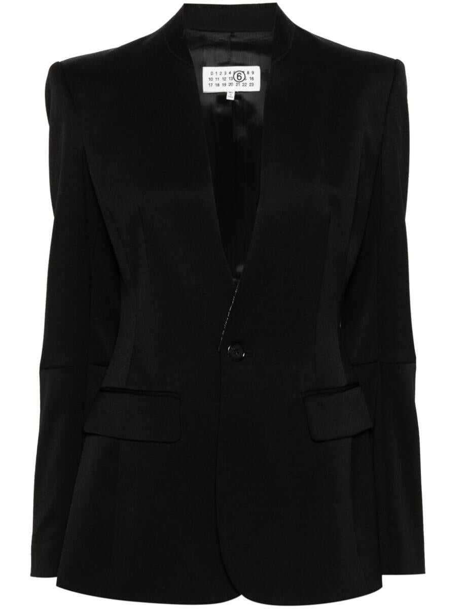 MM6 Maison Margiela MM6 MAISON MARGIELA SINGLE-BREASTED BLAZER WITH CONTRASTING STITCHING BLACK