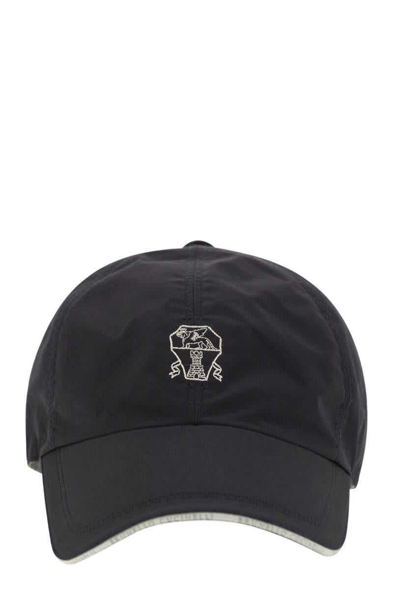 Brunello Cucinelli BRUNELLO CUCINELLI Water-repellent microfibre baseball cap with contrasting details and embroidered logo NAVY BLUE