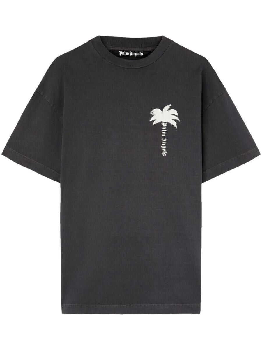 Palm Angels PALM ANGELS Palm tree-print cotton T-shirt DARK GREY OFF WHITE