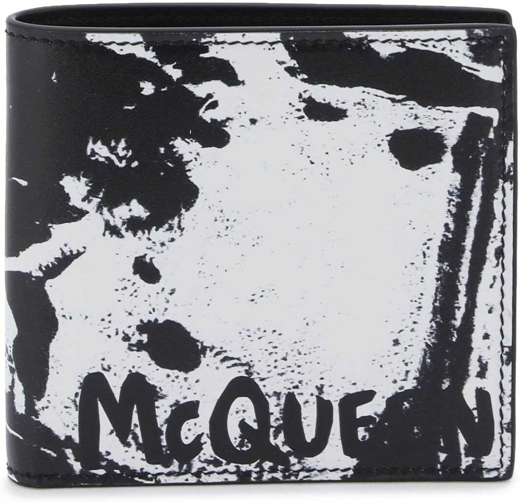 Alexander McQueen Graffiti Bi-Fold Wallet BLACK WHITE