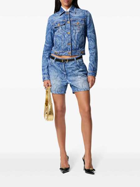 Pantaloni casual Versace Versace Jeans Shorts With Baroque Pattern Silhouette BLUE Femei (BM 13354470) 2