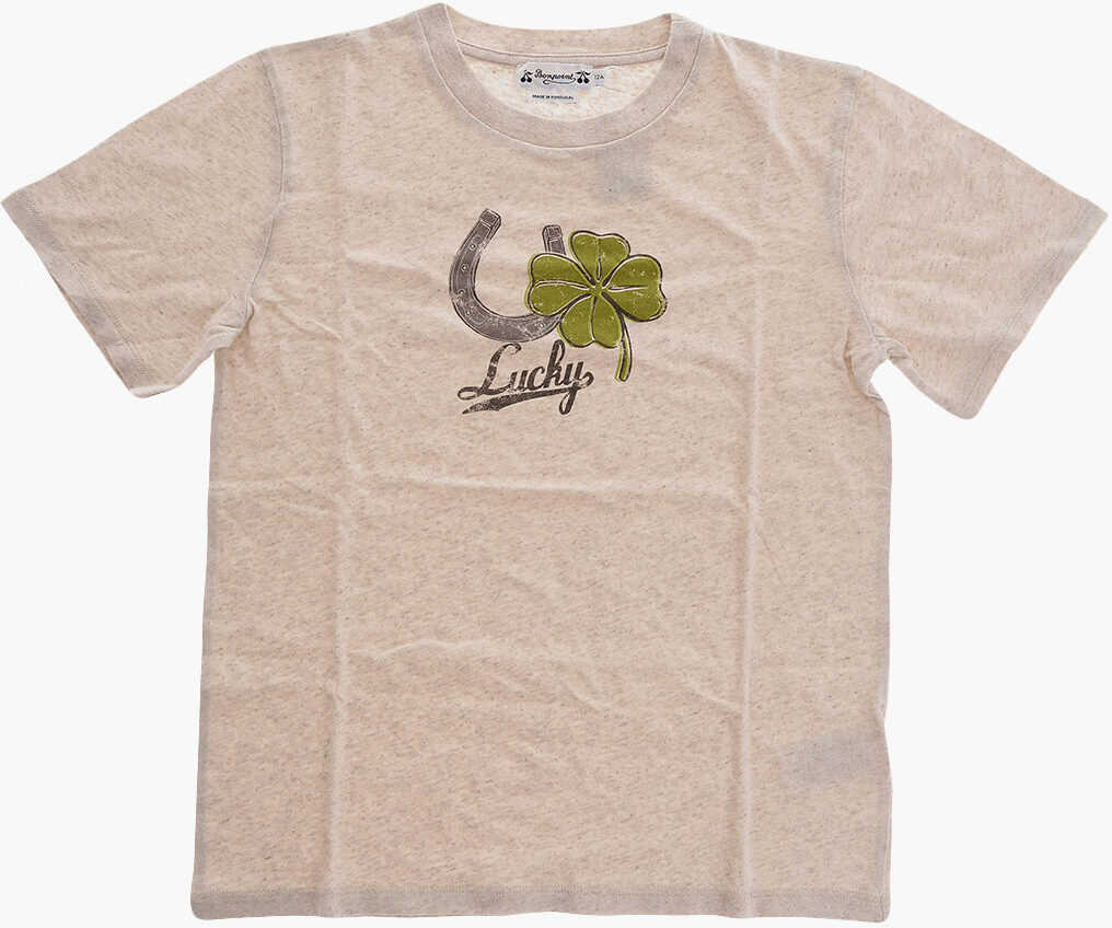 Bonpoint Printed Cotton And Linen Crew-Neck T-Shirt Beige