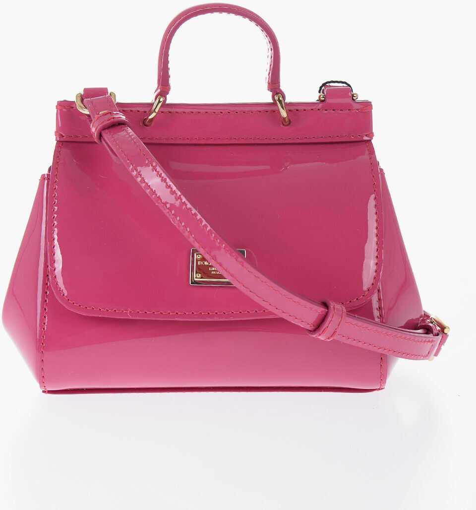 Dolce & Gabbana Kids Patent Leather Mini Bag With Removable Shoulder Strap Pink