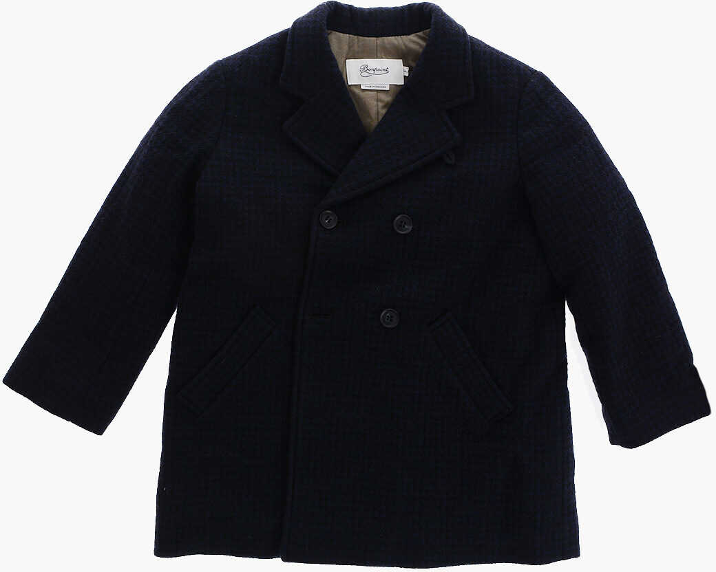 Bonpoint Lined Wool Blend Double Breasted Coat Blue
