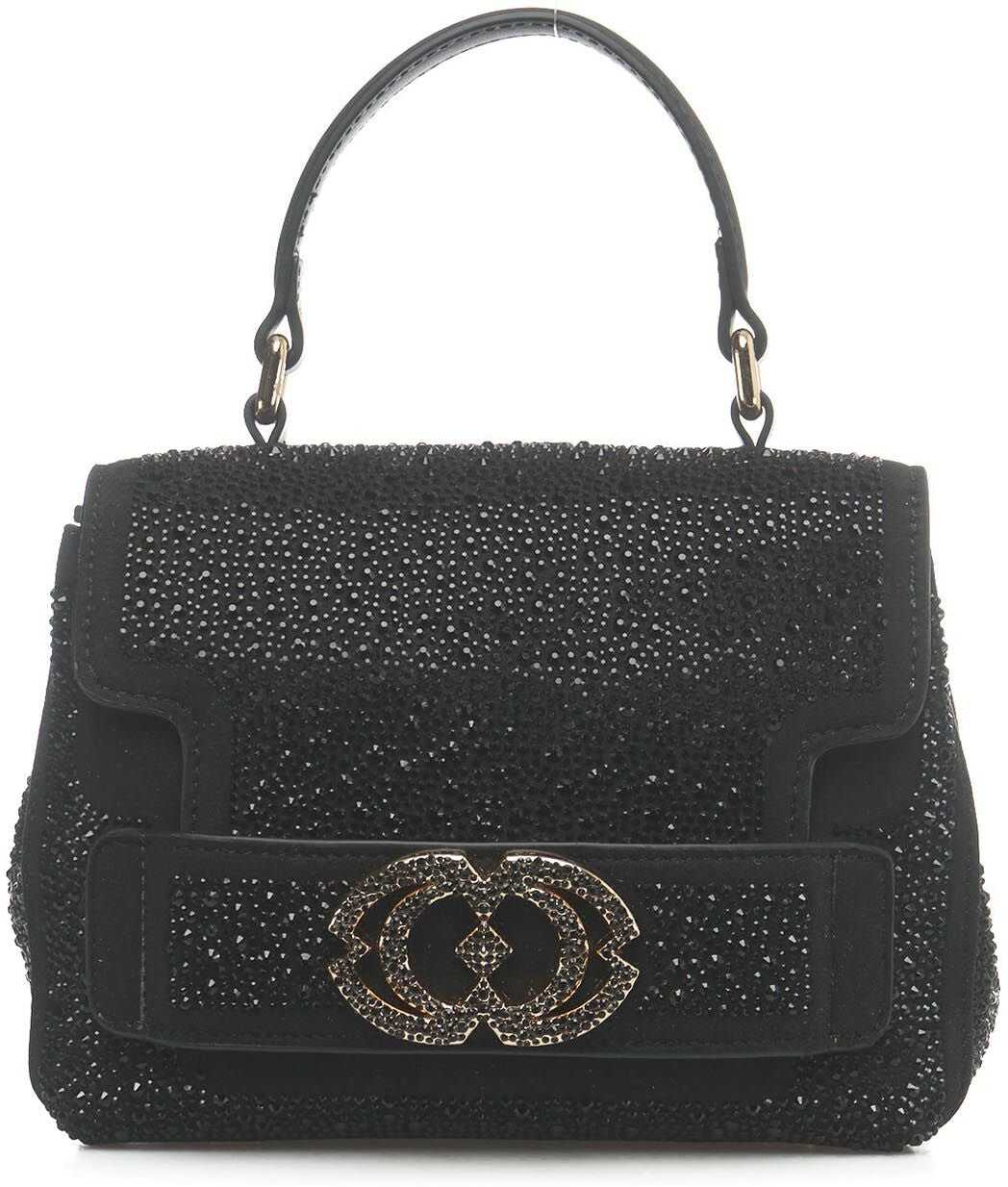 LA CARRIE Handbag in rhinestones "Grace" Black