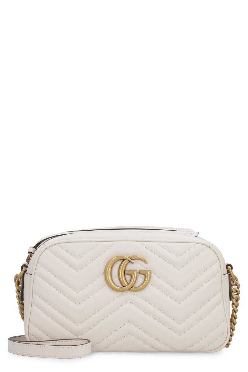 Gucci GUCCI GG MARMONT QUILTED LEATHER SHOULDER BAG WHITE