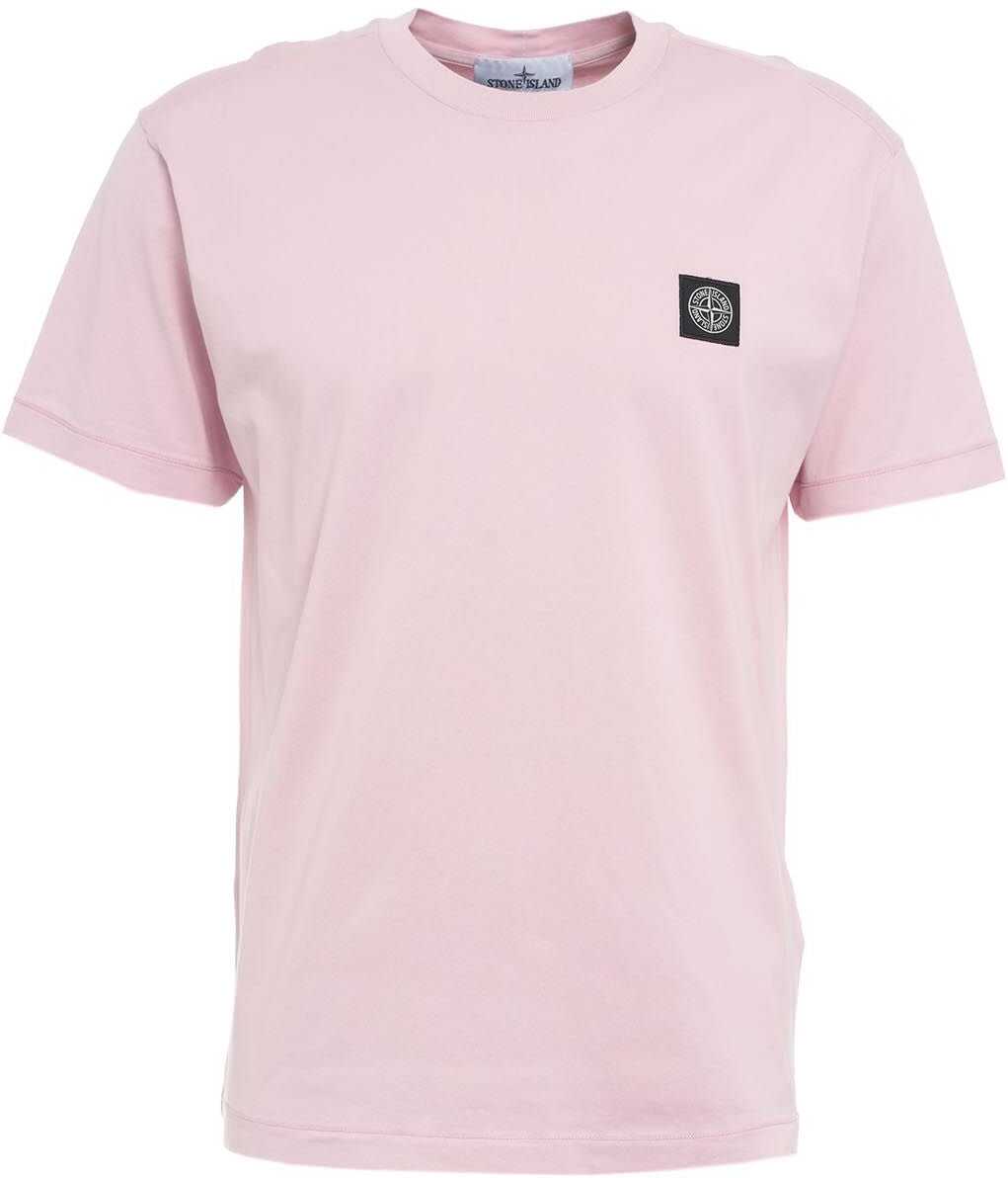 Stone Island T-shirt with embroidered logo Pink