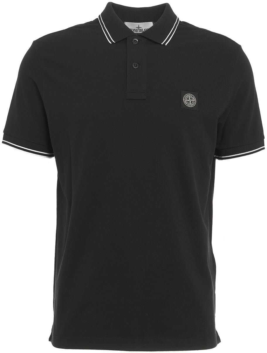 Stone Island Polo shirt with embroidered logo Black