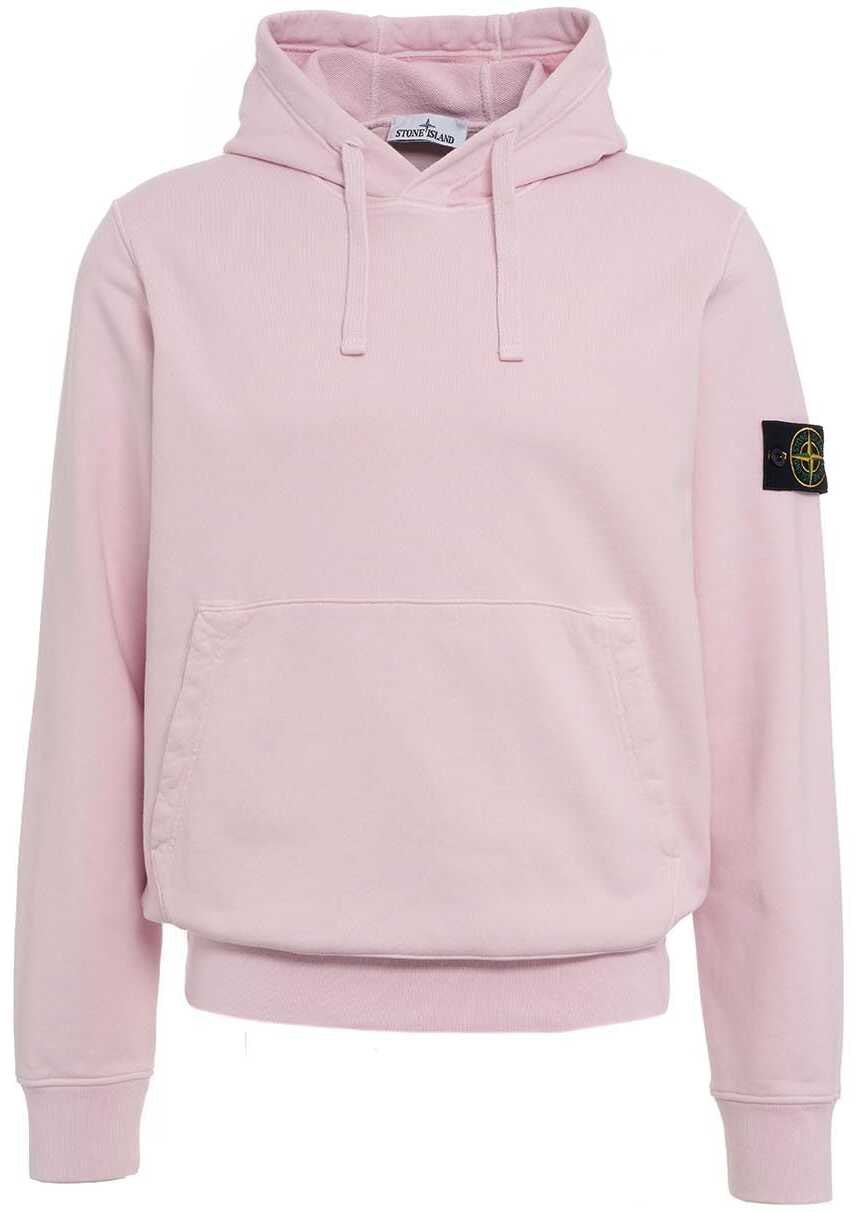 Stone Island Hoodie with logo patch Rose