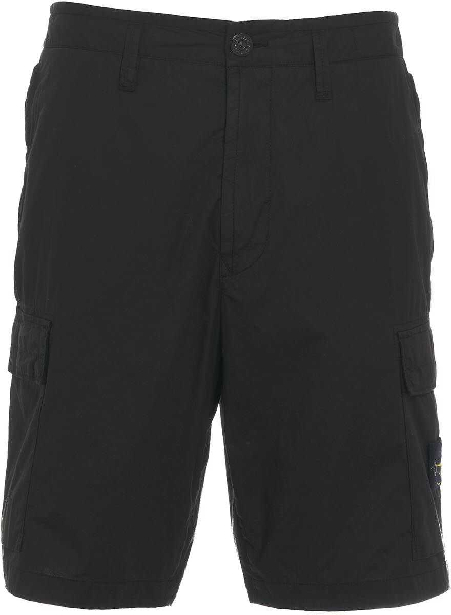 Stone Island Shorts with detachable logo patch Black