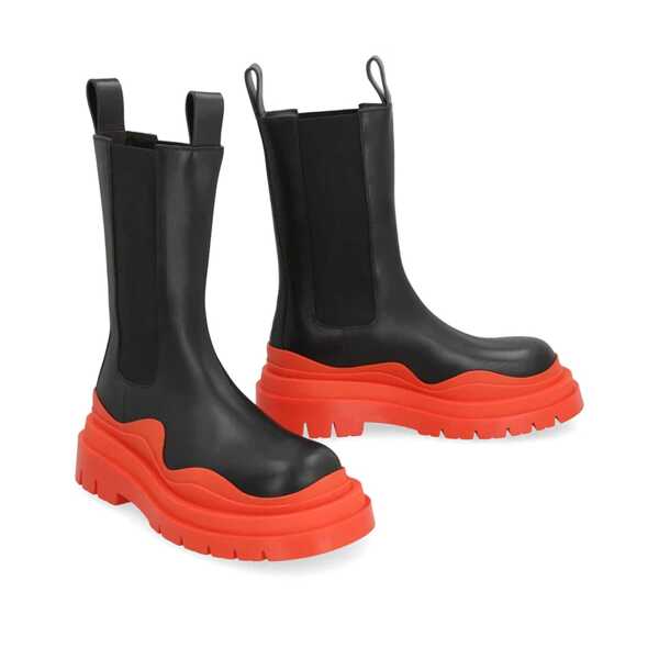 Bocanci Bottega Veneta Bottega Veneta Leather Tire Boots Black Femei (BM 13395152) 2