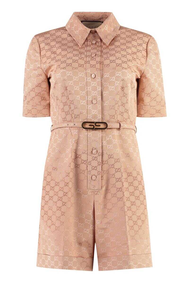 Gucci GUCCI COTTON PLAYSUIT PINK