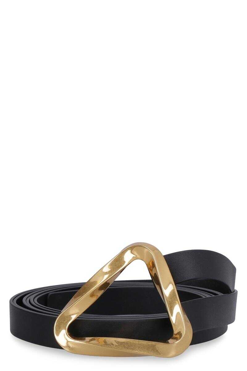 Bottega Veneta BOTTEGA VENETA GRASP LEATHER DOUBLE STRAP BELT BLACK