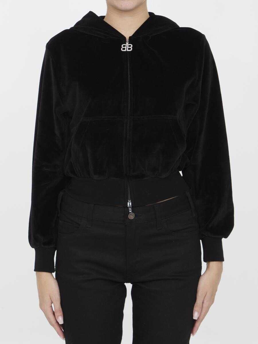 Balenciaga Shrunk zip-up hoodie BLACK