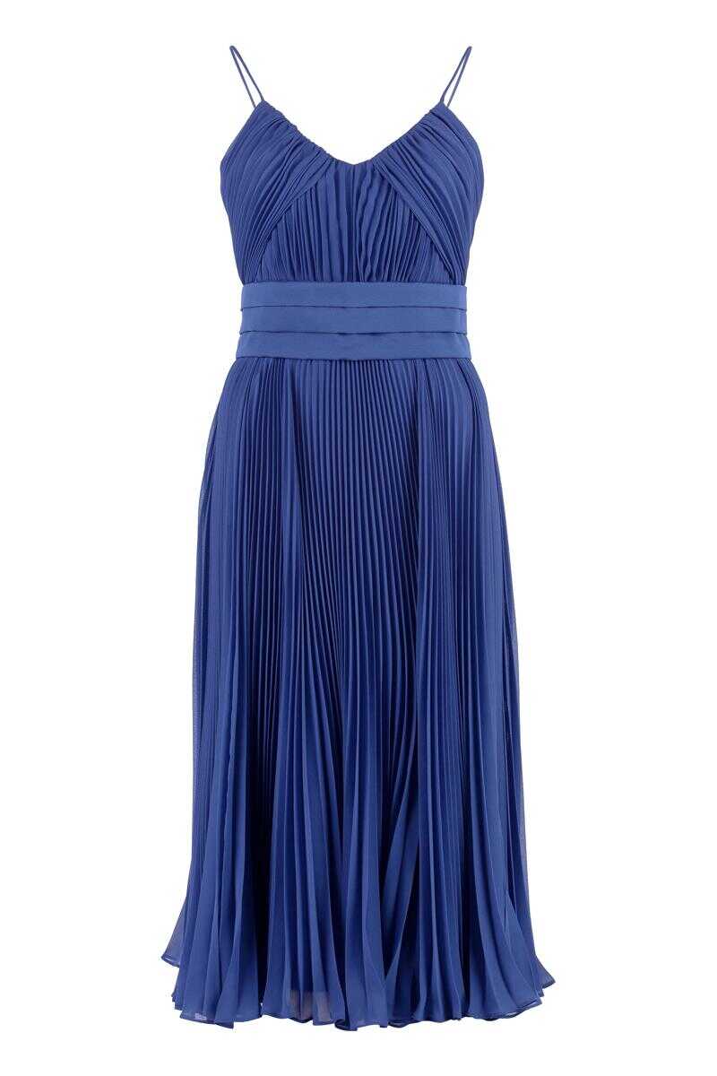 Max Mara MAX MARA CLARINO PLEATED MIDI DRESS BLUE