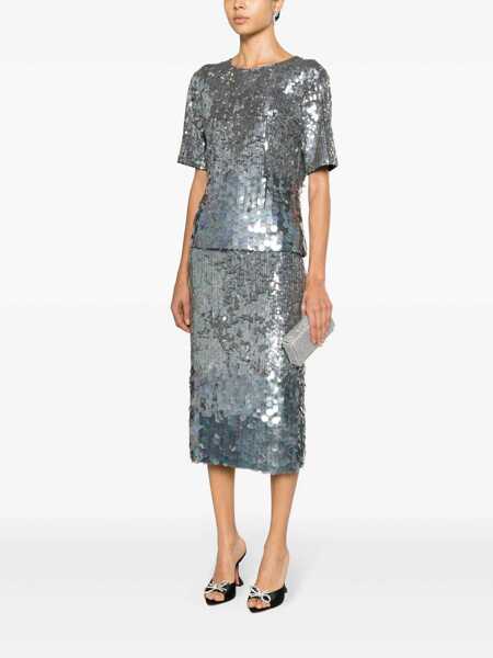 Fuste casual P.A.R.O.S.H. Midi Grey Skirt With All-Over Sequins In Stretch Polyamide Woman GREY Femei (BM 13404998) 2