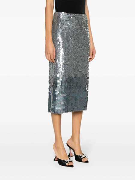 Fuste casual P.A.R.O.S.H. Midi Grey Skirt With All-Over Sequins In Stretch Polyamide Woman GREY Femei (BM 13404998) 3