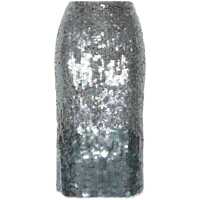 Fuste casual Midi Grey Skirt With All-Over Sequins In Stretch Polyamide Woman Femei