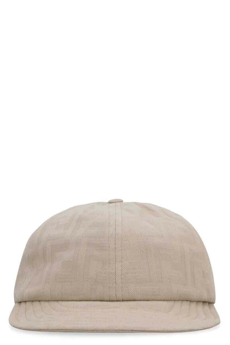 FENDI FENDI ALL OVER LOGO BASEBALL CAP ECRU