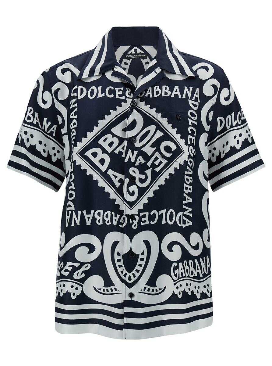 Dolce & Gabbana BOWLING REG FIT SETA MARINARO BLU