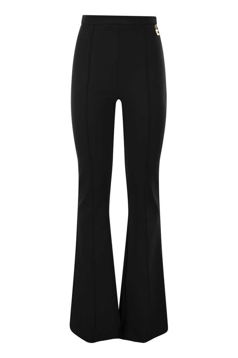 Elisabetta Franchi ELISABETTA FRANCHI Stretch crepe palazzo trousers with charms BLACK