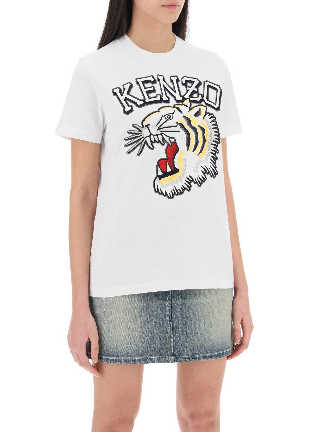 Kenzo Tiger Varsity Crew-Neck T-Shirt OFF WHITE