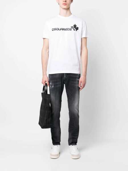 Tricouri DSQUARED2 Crew Neck Cool Fit T-Shirt With Printed Logo White Barbati (BM 13411271) 2