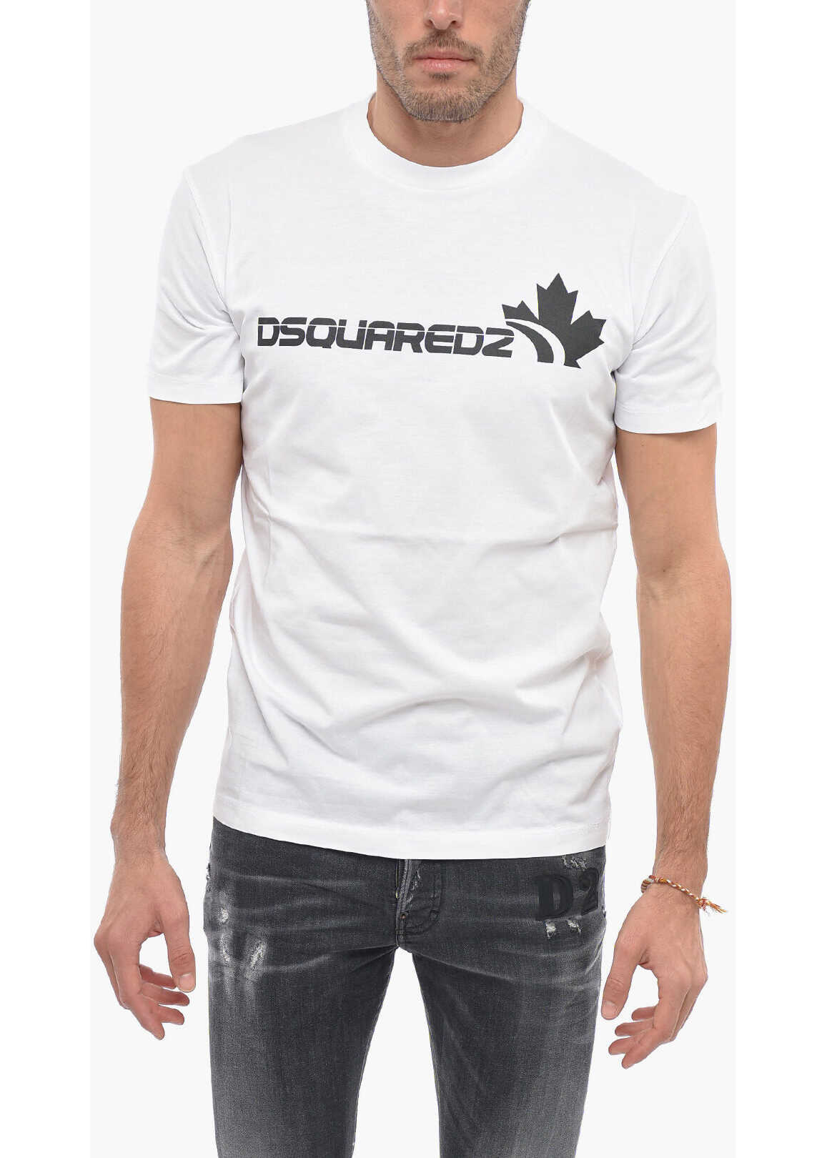 DSQUARED2 Crew Neck Cool Fit T-Shirt With Printed Logo White