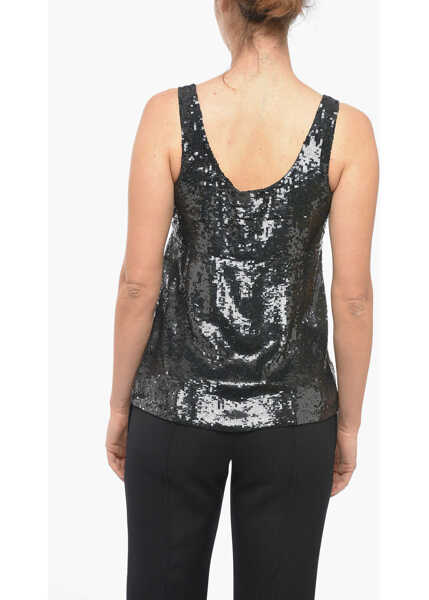 Bluze P.A.R.O.S.H. Sequined Gentle Tank Top Black Femei (BM 13411298) 2