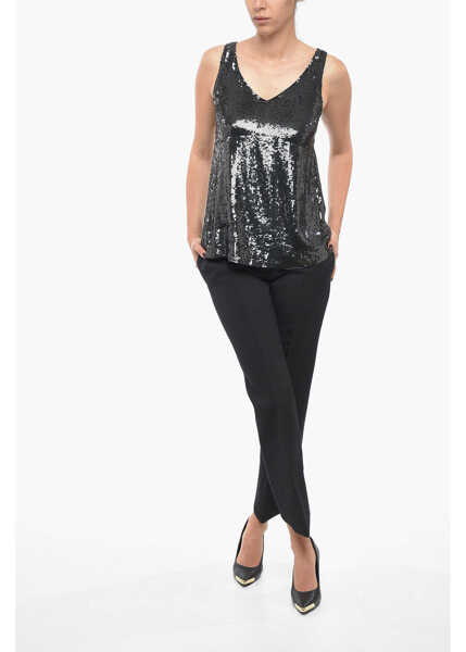 Bluze P.A.R.O.S.H. Sequined Gentle Tank Top Black Femei (BM 13411298) 4