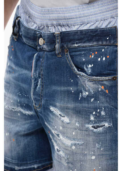 Pantaloni scurti DSQUARED2 Double-Layered Shorts With Balanced Stripe Motif Light Blue Barbati (BM 13411643) 3