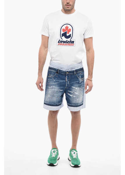 Pantaloni scurti DSQUARED2 Double-Layered Shorts With Balanced Stripe Motif Light Blue Barbati (BM 13411643) 4