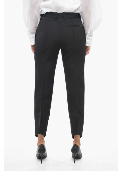 Pantaloni office Bottega Veneta Wool Front-Pleated Pants With Curved Design Black Femei (BM 13411676) 2