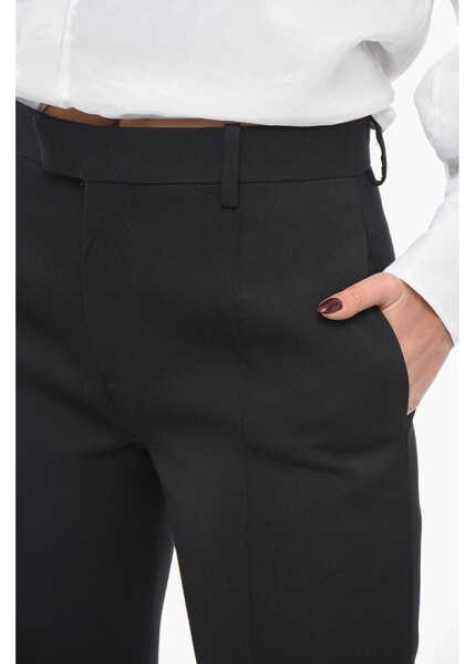 Pantaloni office Bottega Veneta Wool Front-Pleated Pants With Curved Design Black Femei (BM 13411676) 3