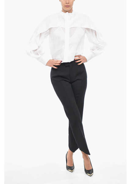 Pantaloni office Bottega Veneta Wool Front-Pleated Pants With Curved Design Black Femei (BM 13411676) 4