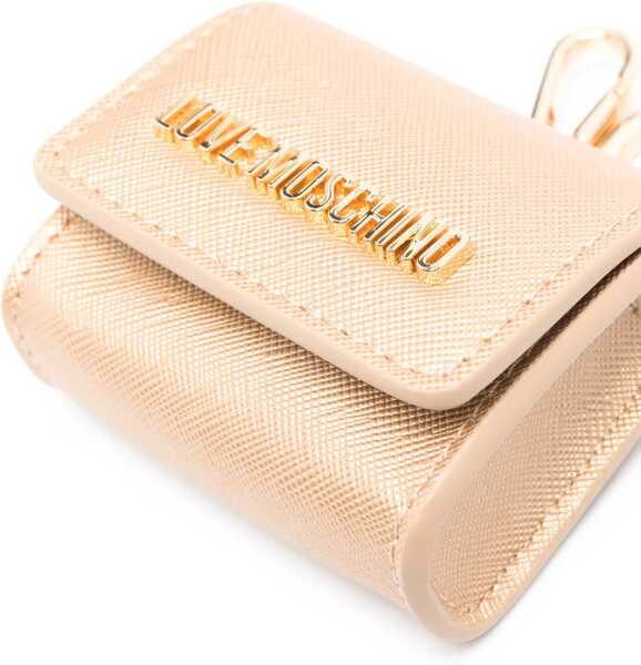 Brelocuri Moschino Love Saffiano Faux Leather Coin Purse With Key Holder Gold Femei (BM 13411916) 2
