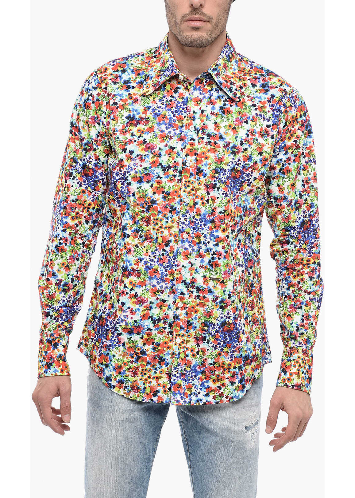 DSQUARED2 Floral Patterned Bob Cotton Shirt Multicolor