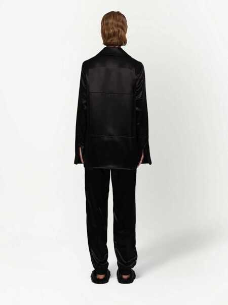 Camasi elegante Jil Sander Spread Collar Satin Shirt Black Femei (BM 13412162) 4