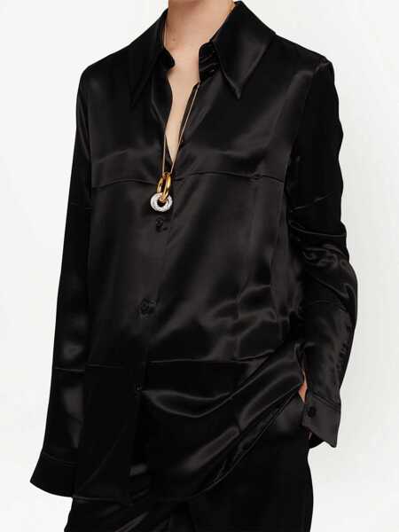 Camasi elegante Jil Sander Spread Collar Satin Shirt Black Femei (BM 13412162) 5