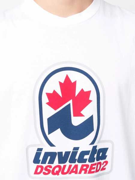 Tricouri DSQUARED2 Invicta X D2 Crew Neck Printed Cotto T-Shirt White Barbati (BM 13412210) 5