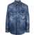 DSQUARED2 Bleached Effect Leaf West Denim Shirt Blue
